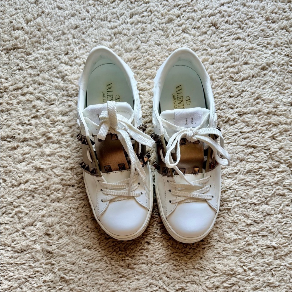Valentino Rockstud Accents Leather Sneakers Women’s
